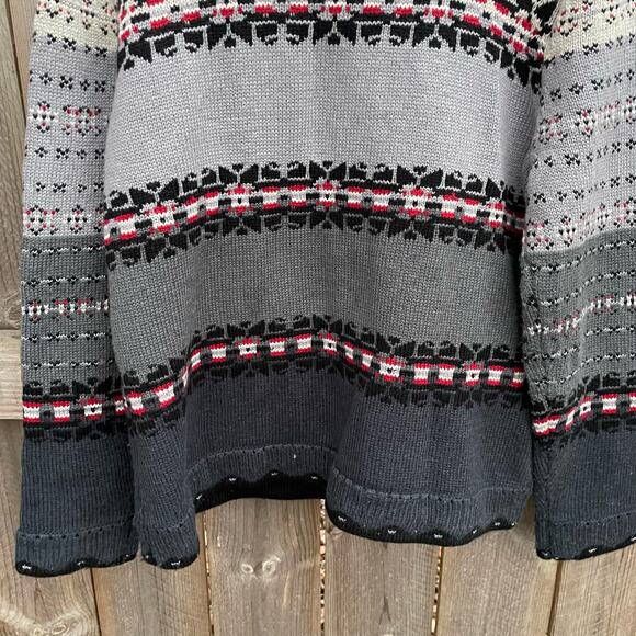 Orvis Caridgan Sweater Wool Blend Knit Button Front Fair Isle Gray Size Large - Picture 7 of 8